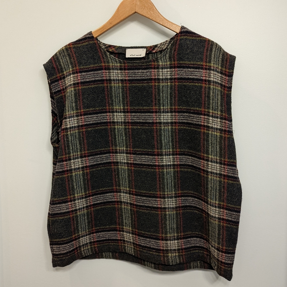 Wool Plaid Sleeveless Top